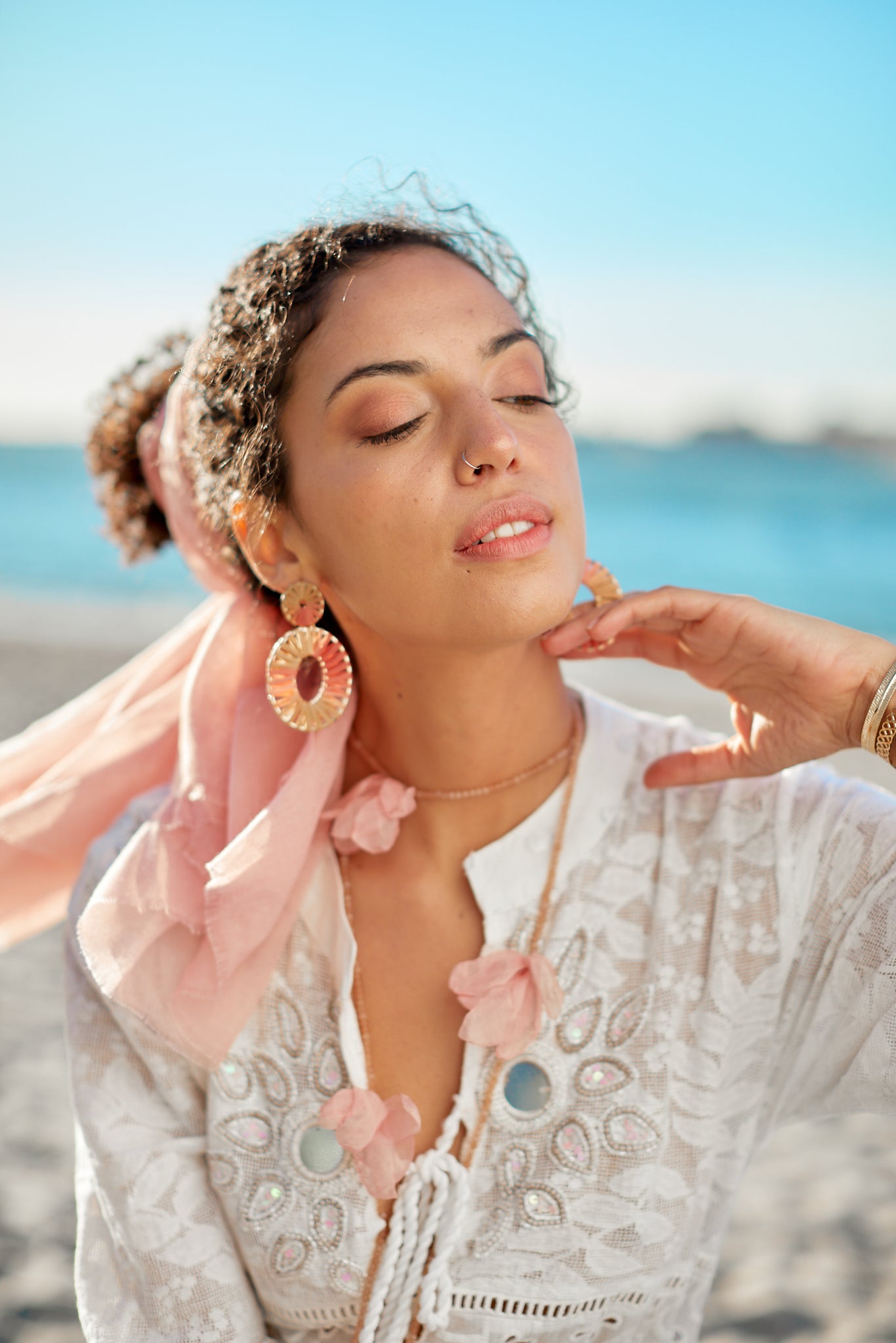 Rainbow raffia earrings